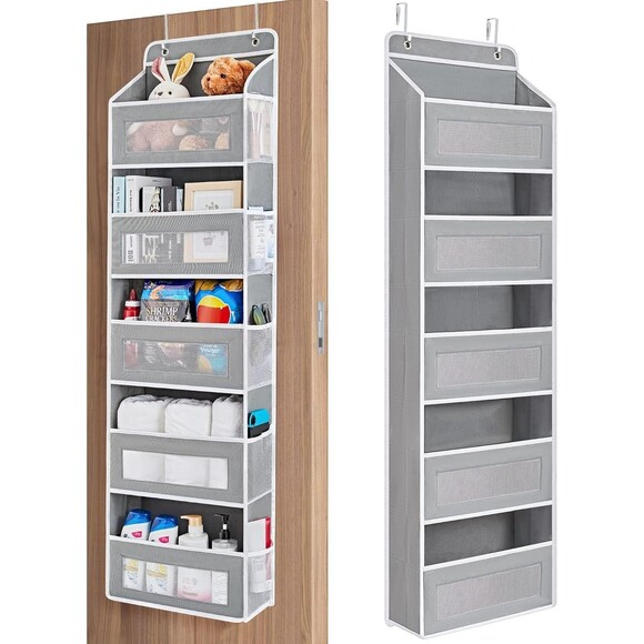 Over The Door Organizer Storage, 5 Shelf Hanging Door w/ 5 Large Capacity pocket - Picture 1 of 12
